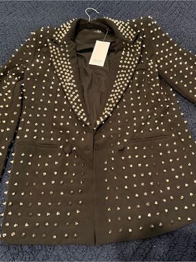 AKIRA Black Studded Blazer with Silver Accents